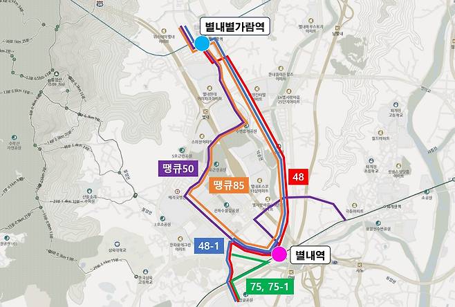 별내역 연계버스 노선도.(국토교통부 제공)