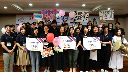 18일 한국외대에서 열린 'CIS한국어교사 말하기 대회'에서 김올가·김따찌아나 고려인 교사가 우승을 차지했다. [재외동포협력센터 제공]