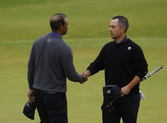 잰더 쇼플리는 1, 2라운드 타이거 우즈와 함께 경기했다. 로이터=연합뉴스