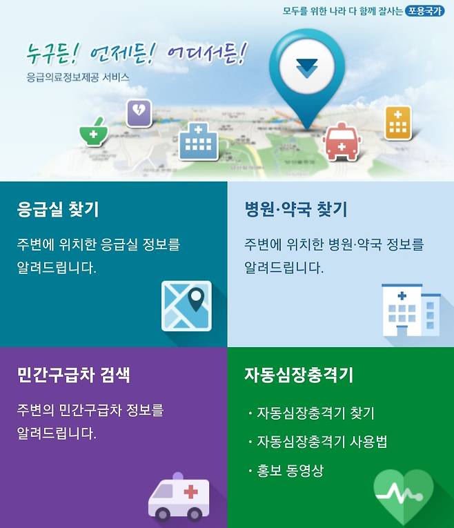E-gen 응급의료포털 누리집&nbsp;화면.