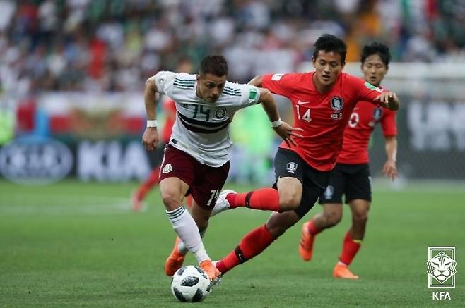 2018 러시아 월드컵 본선 조별리그 2차전 한국-멕시코전 한 장면. 사진=대한축구협회 제공