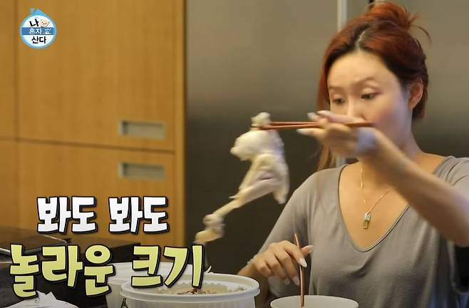 MBC '나혼자산다'에 출연한 가수 화사가 삼계탕을 먹는 장면. [유튜브 MBCentertainment 캡처]