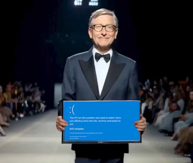 일론 머스크 테슬라 CEO가 올린 ‘AI 패션쇼를 위한 최고의 시기’ 영상 속 빌 게이츠 마이크로소프트 기술고문. 일론 머스크 X 계정