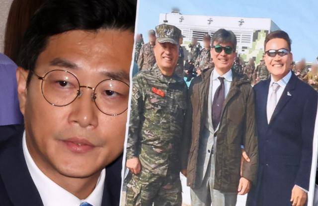 장경태 더불어민주당 의원이 19일 오후 서울 여의도 국회에서 열린 제3차 법제사법위원회 윤석열 대통령 탄핵소추안 즉각 발의 요청에 관한 청원 관련 청문회에서 임성근 전 해병대 1사단장에게 김계환 해병대 사령관, 이종호 전 블랙펄인베스트먼트 대표, 전직 대통령경호처 출신 송모씨 사진을 보여주며 질의하고 있다. 뉴시스