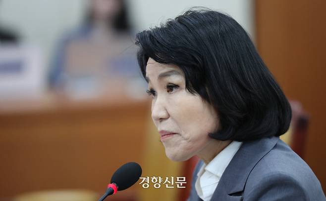 이진숙 방송통신위원장 후보자가 25일 국회에서 열린 인사청문회에서 의원질의에 답하고 있다. 박민규 선임기자