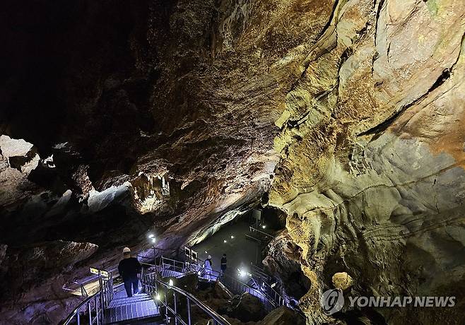 폭염 피해 영월 고씨동굴 찾은 탐방객 (영월=연합뉴스) 이재현 기자 = 폭염특보가 내려진 25일 강원 영월군 김삿갓면 고씨동굴을 찾은 시민들이 시원한 동굴 피서를 즐기고 있다. 2024.7.25 jlee@yna.co.kr