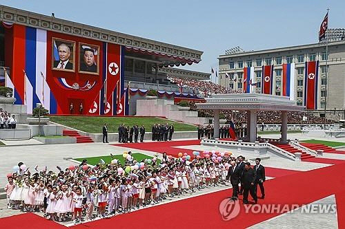 평양의 푸틴 러시아 대통령과 김정은 북한 국무위원장. [AP=연합뉴스]