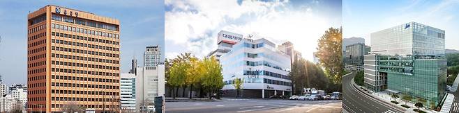 왼쪽부터 종근당, 대웅제약, jw중외제약 사옥 /조선DB