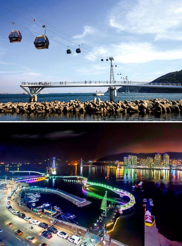 송도해수욕장의 케이블카는 최근 대표 관광명소로 자리매김 했다. 앞바다로 뻗은 송도구름산책로에서 바다의 정취를 느낄 수 있다.  서구 제공