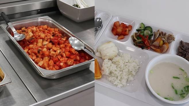 ▲ 한국농수산식품유통공사가 전달한 김치로 차려진 선수단의 식사 [한국농수산식품유통공사(aT)] 