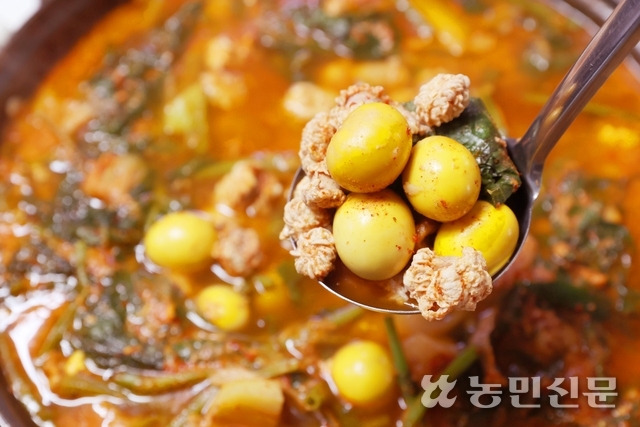 인천 동구 ‘현대원조닭알탕’ 식당에서 맛볼 수 있는 푸짐한 닭알탕. 향긋한 깻잎과 고소한 닭알이 조화롭다. 인천=김원철 프리랜서 기자