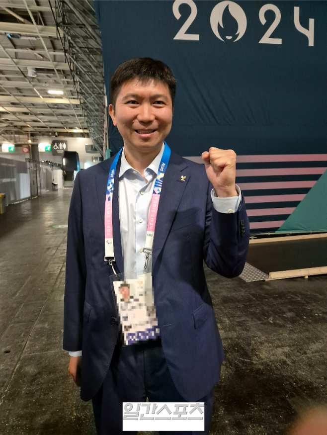 파리 올림픽 여자 단식 준결승을 관람한 유승민 대한탁구협회 회장. 파리(프랑스)=차승윤 기자 chasy99@edaily.co.kr