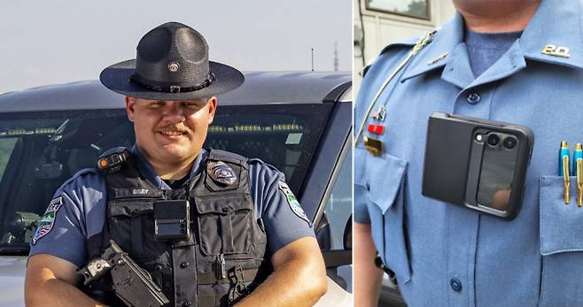 삼성전자 갤럭시Z플립을 미국경찰이 바디캠으로 활용하면서 관심을 모은다. /사진=삼성전자