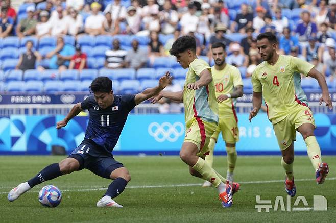 [리옹=AP/뉴시스]일본, 스페인에 0-3 완패해 올림픽 남자축구 8강 탈락. 2024.08.02.