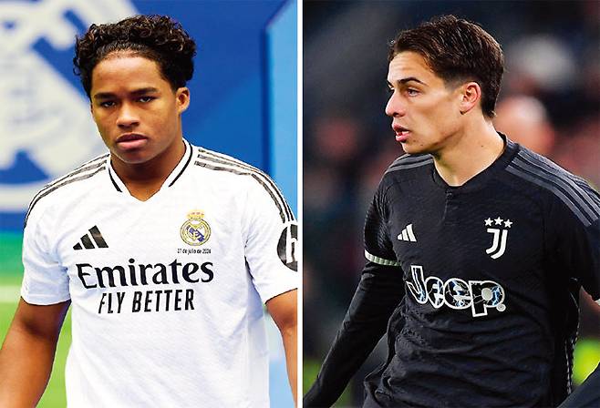 스페인 라리가 레알 마드리드의 엔드릭(왼쪽)과 이탈리아 세리에A 유벤투스의 케난 이을디즈. [GETTYIMAGES]