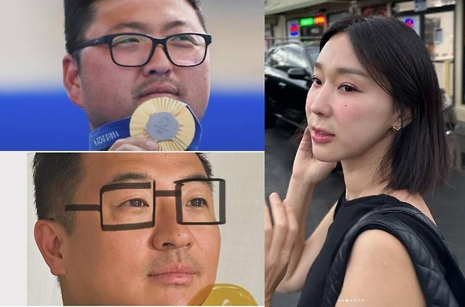 방송인 이지혜가 2024 파리 올림픽 양궁 3관왕에 오른 김우진의 닮은 꼴 사진을 공개해 화제다. [사진출처 = 인스타그램]