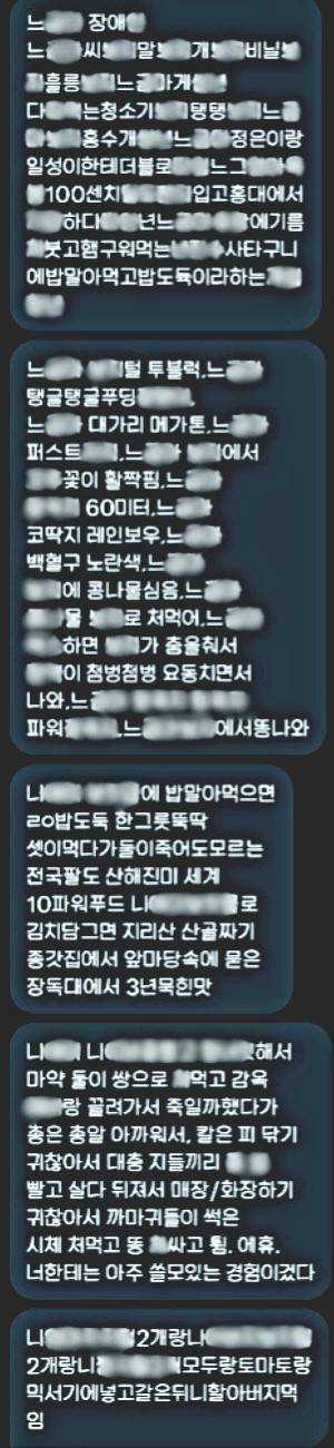 ▲넥슨 집게손 마녀사냥 피해자 A씨가 'X'를 통해 전달받은 성적 모욕 발언 ⓒA씨 제공