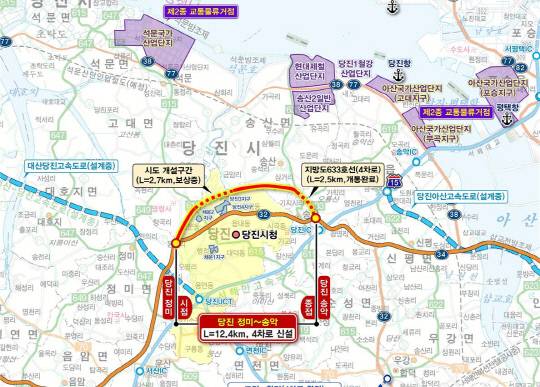 국도32호 우회도로 노선도. 사진=당진시 제공.
