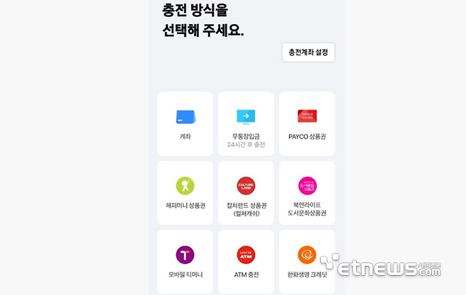페이코포인트 상품권 충전 서비스 메뉴