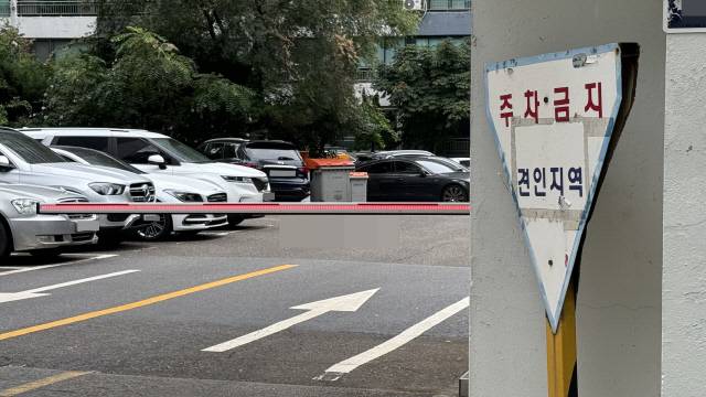 서울시 한 아파트 주차 차단기[김동원 기자]