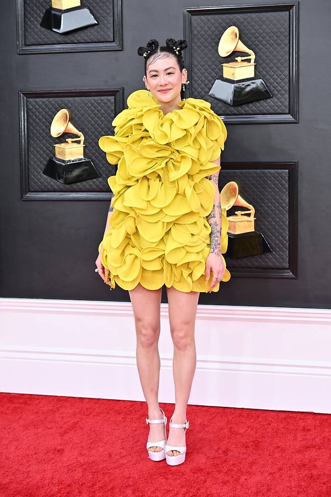 2022년 미 라스베이거스에서 열린 그래미 음악상 시상식에 참석한 미셸 자우너. 자우너는 작가보다 '재패니즈 브렉퍼스트'라는 인디록 밴드의 리드보컬로 먼저 이름을 알렸다. /X