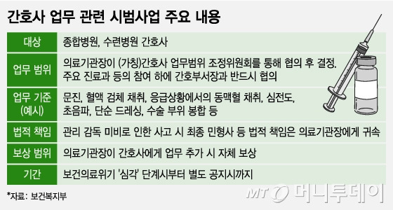 간호사 업무 관련 시범사업 주요 내용/그래픽=조수아