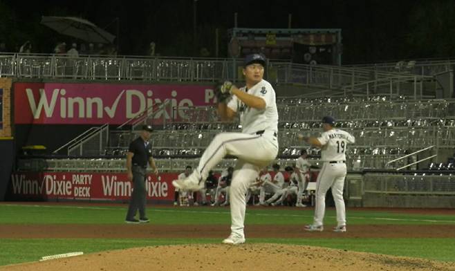 9회 등판해 투구를 하고 있는 고우석. 사진=MiLB.TV 캡처