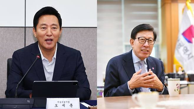 [부산=뉴시스] 오세훈 서울시장(왼쪽)과 박형준 부산시장. (사진=뉴시스 DB) photo@newsis.com *재판매 및 DB 금지