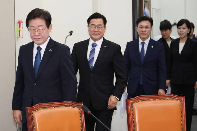 19일 민주당 새 지도부 첫 최고위원회를 여는 이재명 대표. (사진=연합뉴스)