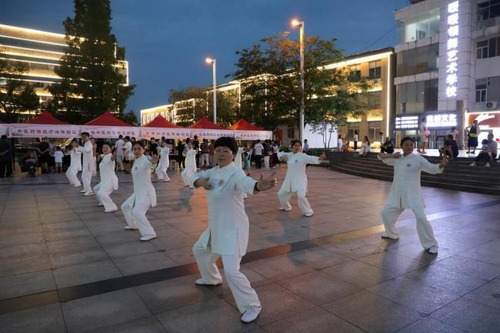 Participants practice Baduanjin.