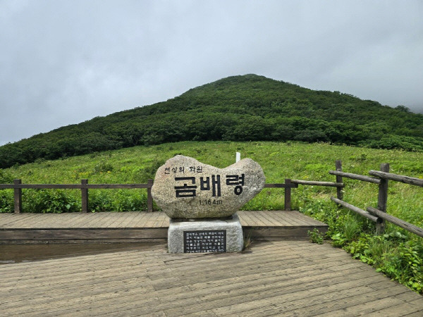 강원 인제군 기린면 점봉산 천상의 화원 곰배령 표지석,