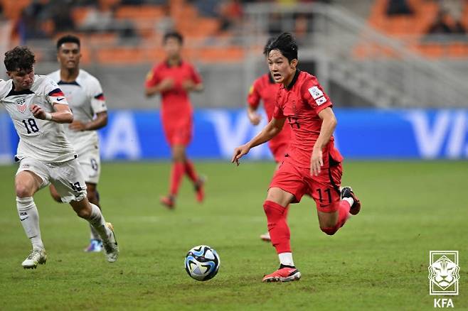 U-17 대표팀 시절 양민혁. 사진=대한축구협회