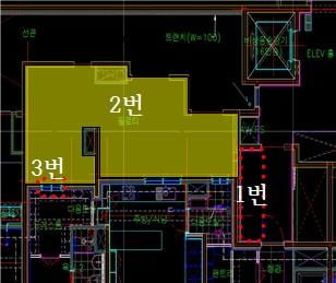 1번이 A씨가 불법 확장 한 필로티 공간이다. 이 공사로 A씨의 34평 아파트는 46평으로 늘었다. [연합]