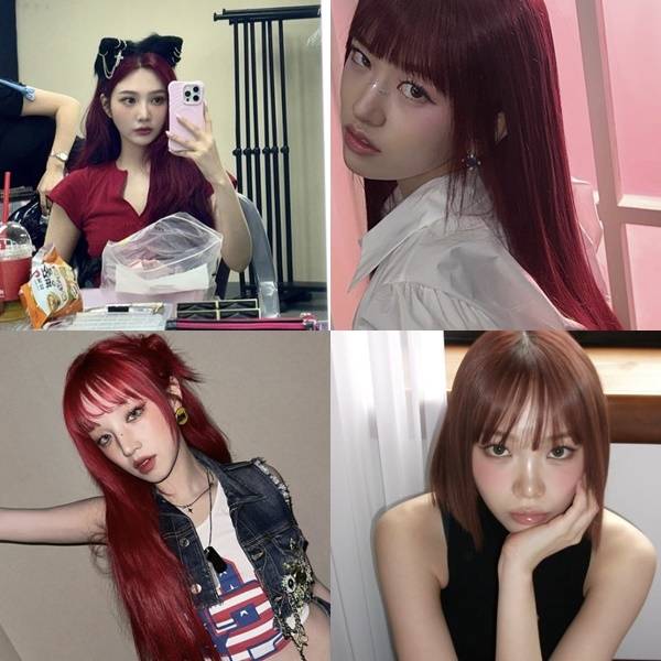 왼쪽 위부터 시계방향으로 조이 안유진 채원 우기/개인 소셜 계정 캡처