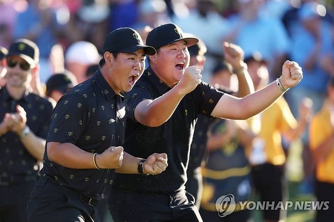 2022년 프레지던츠컵 당시 김주형과 임성재의 모습 [게티이미지/AFP=연합뉴스 자료사진]