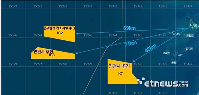 인천시 컨소시엄 해상풍력단지 조성 예정 해역 위치도.