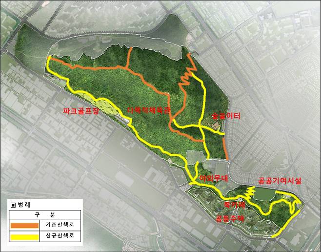 사화공원 산책로 현황도. 창원시 제공