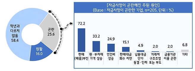 자금사정이 곤란해진 주된 원인 ⓒ중소기업중앙회