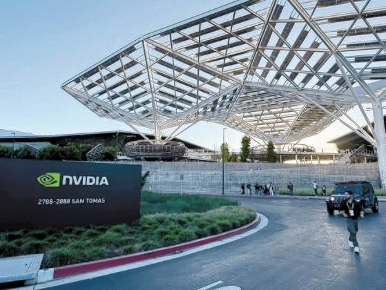 지난 3월19일(현지시간) 전 세계에서 온 취재진에게 개방된 미국 캘리포니아주 실리콘밸리 샌타클래라 시에 위치한 인공지능(AI) 칩 선두 주자 엔비디아 본사 외부. 연합뉴스