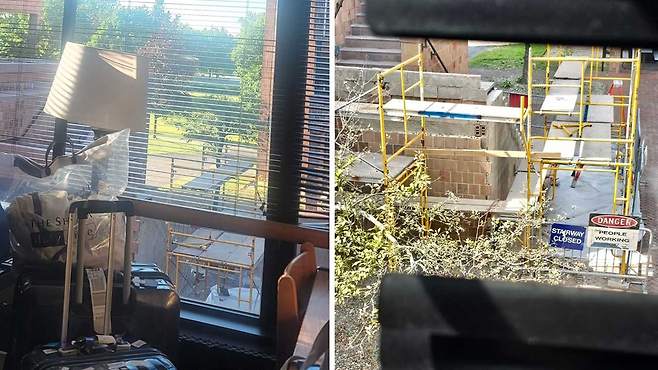 경기청년사다리 2기 연수자들이 4주간 생활한 미국 버팔로 대학 기숙사의 창 밖 모습.