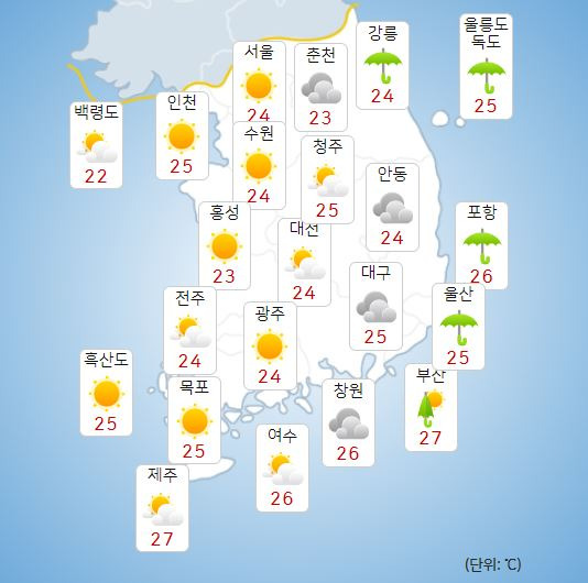 ⓒ기상청: 내일(31일) 오전 전국날씨