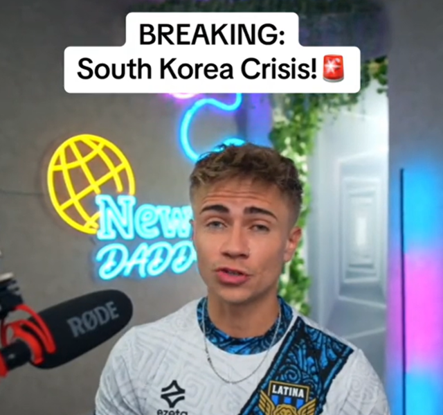 구독자 1200만의 틱톡커 '딜런 페이지'가 28일 제작한 한국 딥페이크 사태 관련 영상 캡처.