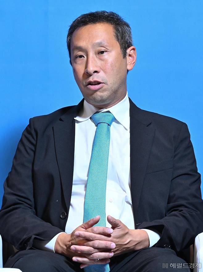 Mark Wu 미국 하버드대 로스쿨 교수가 28일 오전 서울 중구 롯데호텔에서 '자유무역질서의 미래와 WTO 분쟁해결제도'의 주제로 열린 좌담회에 참석해 발언하고 있다. 임세준 기자