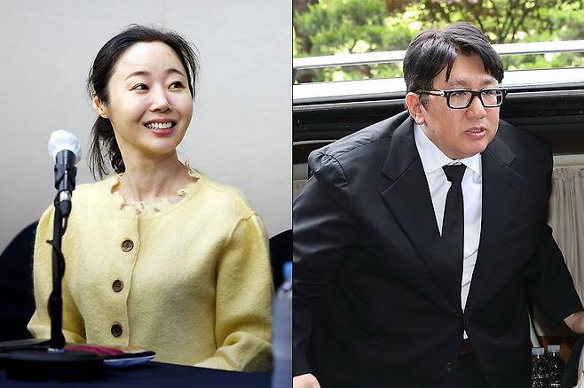 민희진(왼쪽) 어도어 대표와 방시혁(오른쪽) 하이브 의장. [연합]