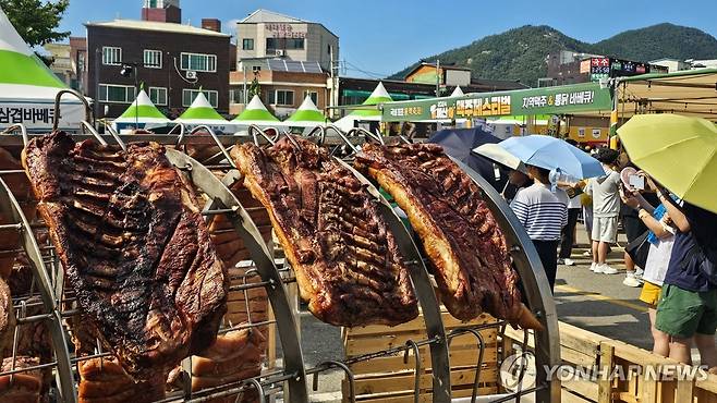 예산 맥주 페스티벌 개막 (예산=연합뉴스) 30일 충남 예산군 예산상설시장 일원에서 맥주 페스티벌이 열리고 있다. 올해 2회째를 맞은 예산 맥주 페스티벌은 '맥주와 통닭의 맛남'을 주제로 다음 달 1일까지 열린다. 2024.8.30  [예산군 제공. 재판매 및 DB 금지] soyun@yna.co.kr