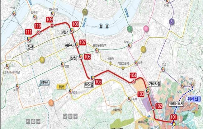 위례신사선 도시철도 노선도 /자료=서울시