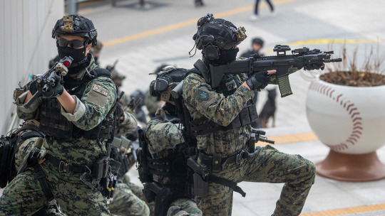 육군 특수전사령부 장병들이 대테러훈련을 하는 모습. 육군 제공