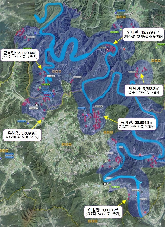 옥천·영동 수변구역 해제 위치도 [충북도 제공. 재판매 및 DB 금지]