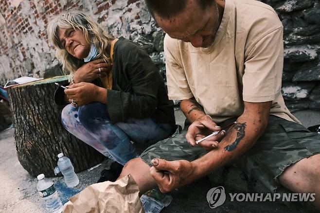 펜실베이니아주 필라델피아의 펜타닐 중독자 [AFP 연합뉴스 자료사진]