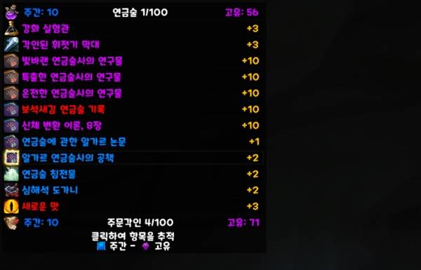 - 전문기술 지식 포인트 트래커 위크오라의 모습